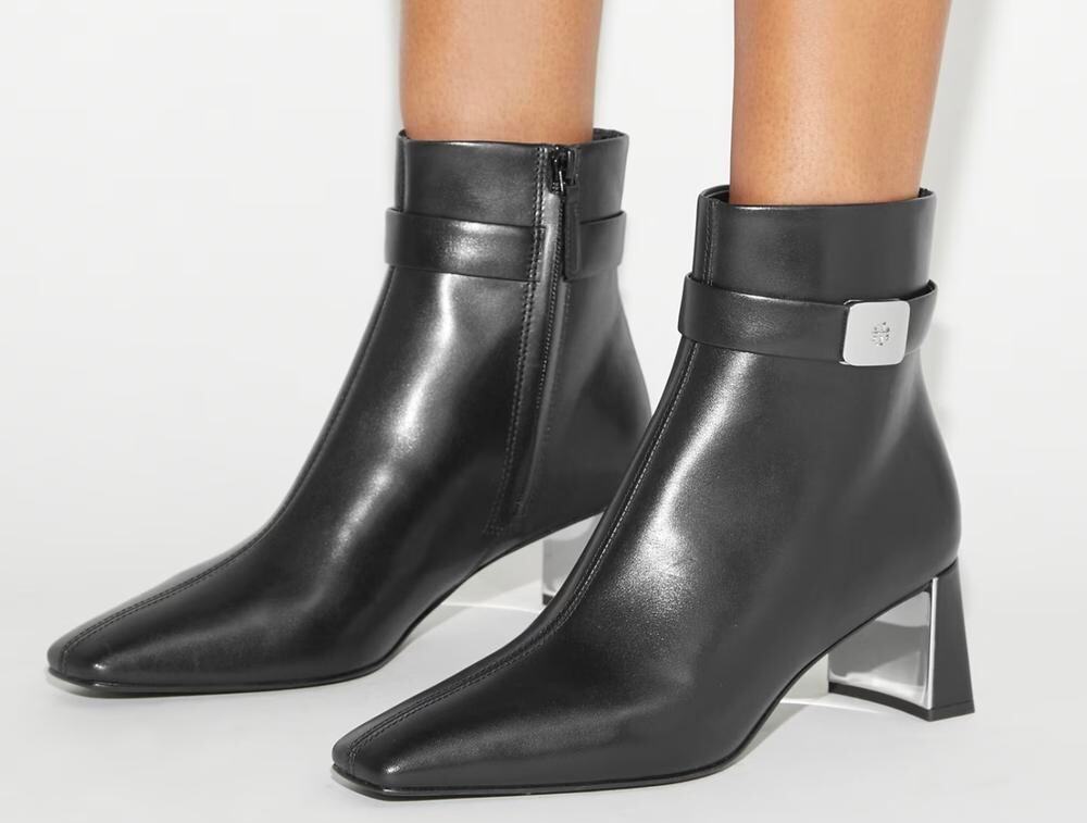 Tory Burch Georgia Heeled Ankle Boot Leather Perfect Black 8.5 NWT Quiet Luxury
